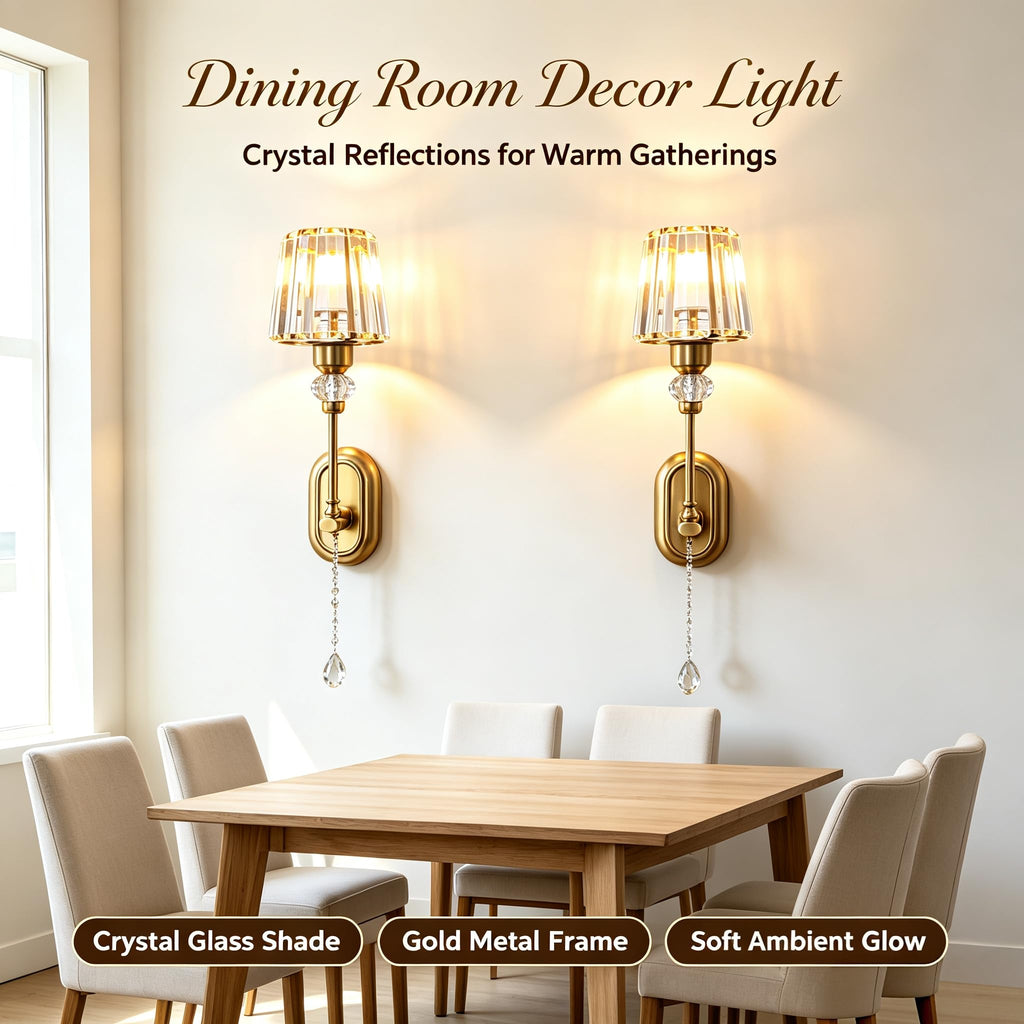 2 Pack Rechargeable Gold Crystal Wall Sconces, 5000mAh Battery Operated Wireless Wall Lamp, 15 Color Changing