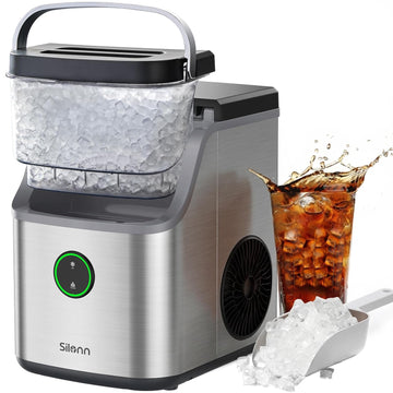Nugget Ice Maker Countertop, Ice Basket with Handle, Quiet Operation & Self Cleaning Ice Machine, Chewable Ice, 33