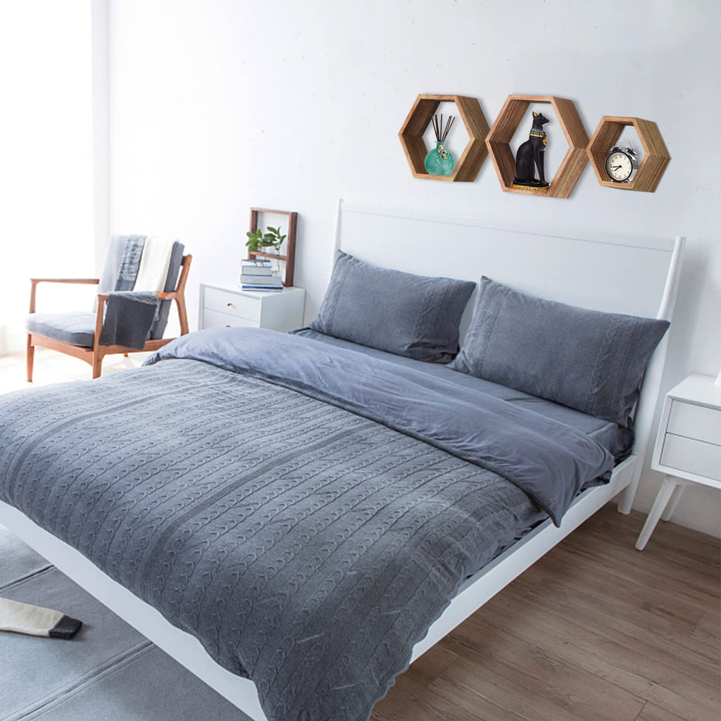 Hexagon Shelves, Floating Wall Shelf, Honeycomb Octagon Cube Shelves Wood