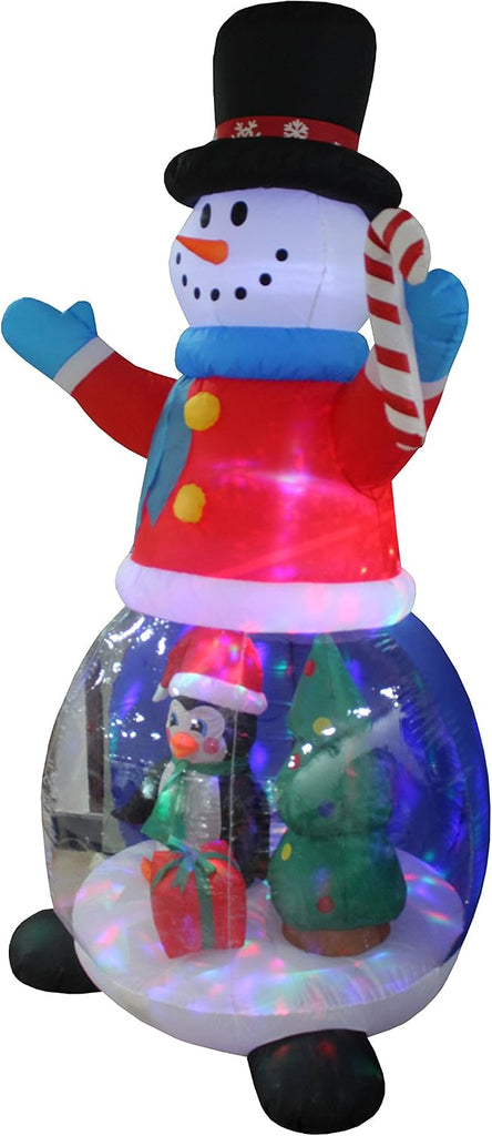 8 FT Christmas Inflatable Snowman Globe with Penguin & Gift Box