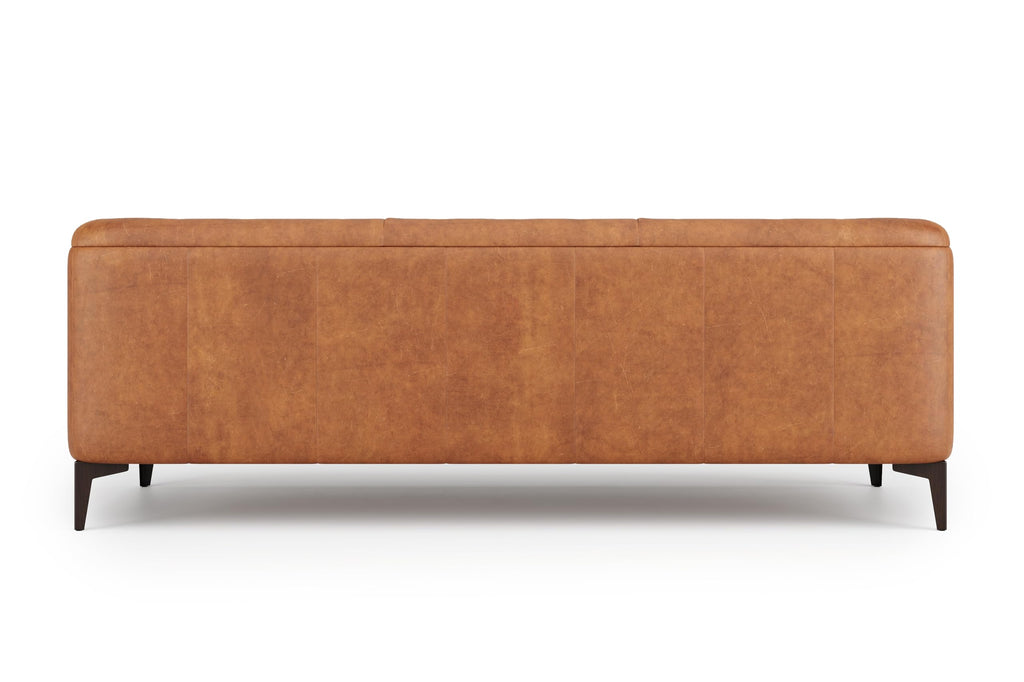 Avery Leather Couch 89" | Top Grain Nappa 11000 Leather 3 Seater with Tufted Back, Solid Wood Frame, Plush