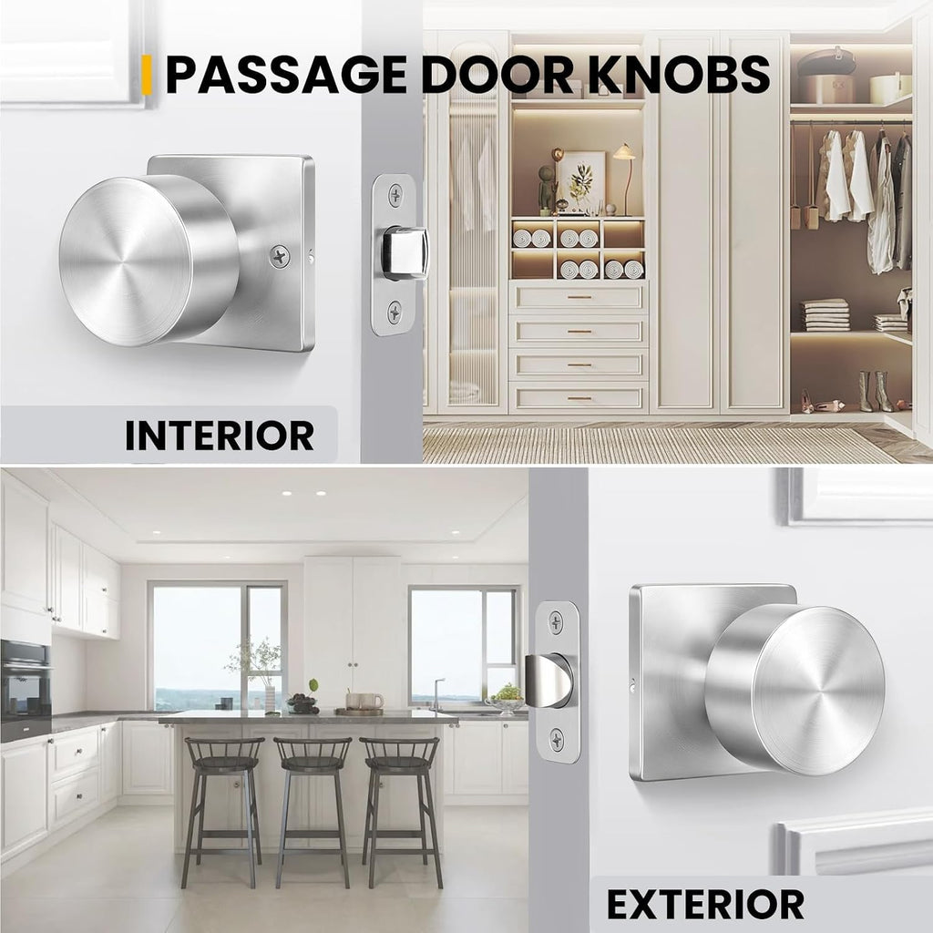 Brushed Nickel Closet Door Knobs Interior, Passage No 1 Pack