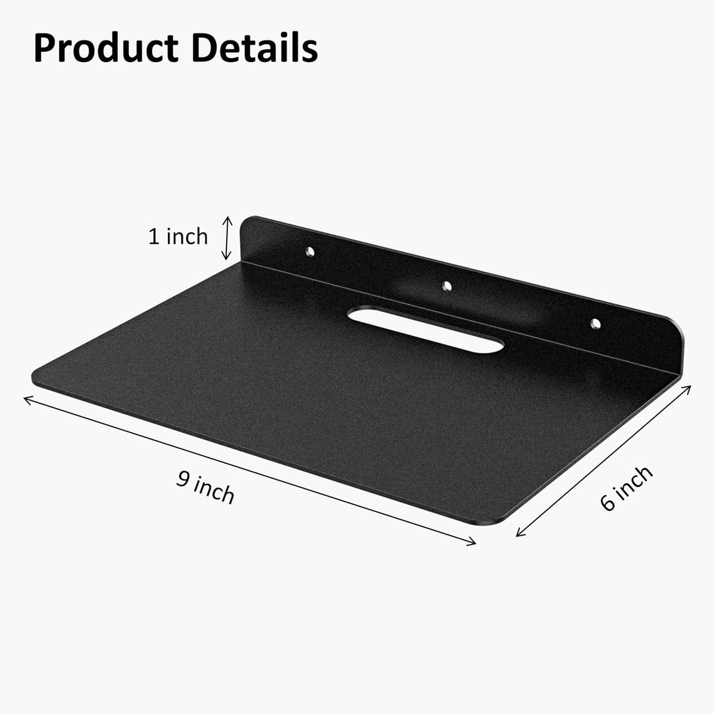Small Floating Shelf, Wall Shelf, Metal Floating Shelves for Echo, Cameras, Small Speaker, Wall Shelves (Black 1pcs
