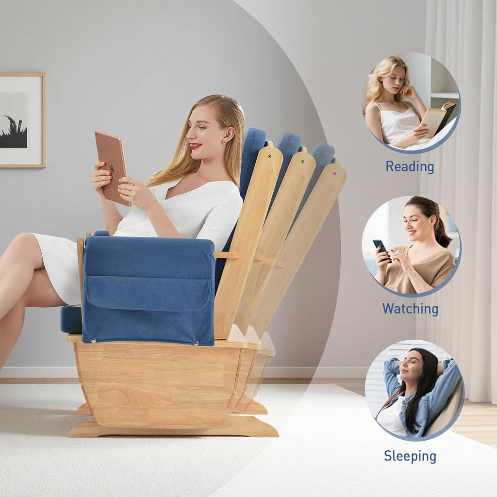 Glider Rocking Chair for the Nursery with Ottoman, 3A Solid Rubberwood Frame, Smooth-Gliding Rocking Chair Easy to
