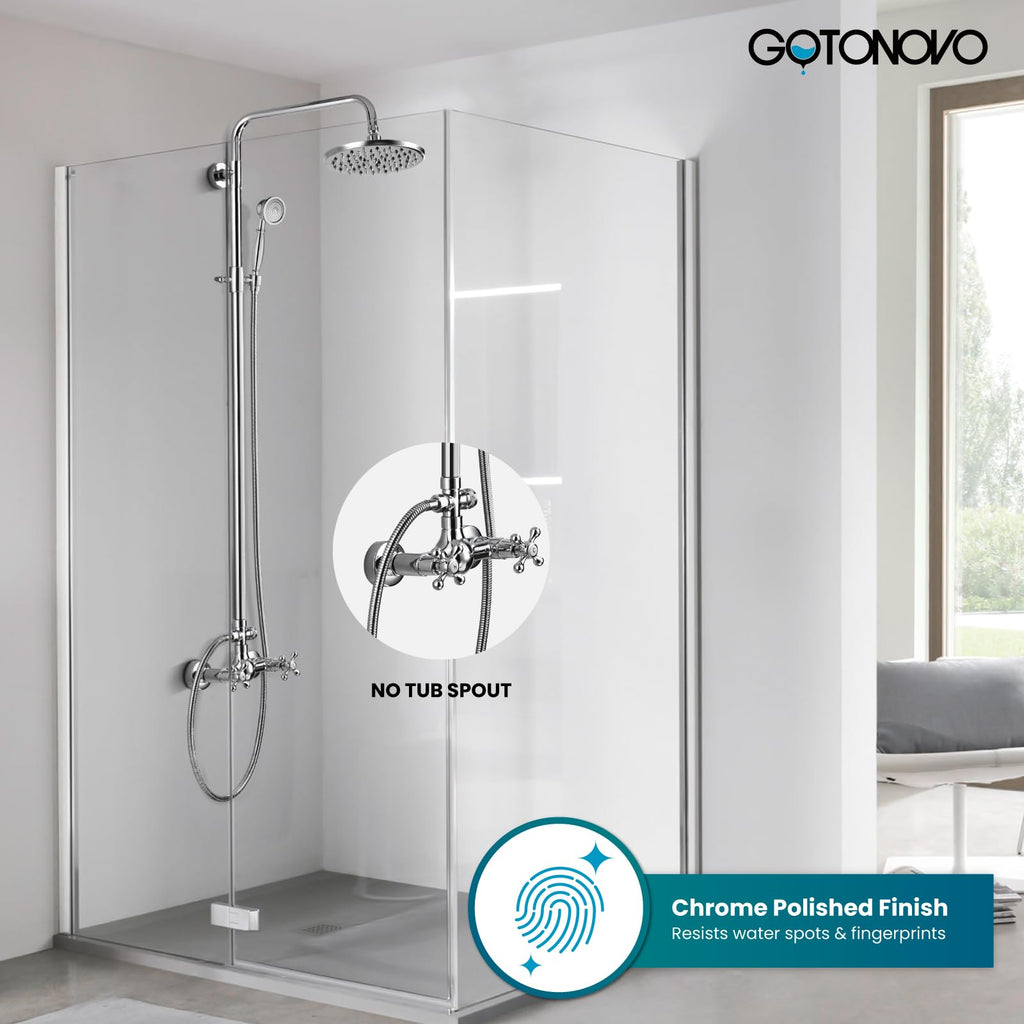 Exposed Shower System 8'' Head with Handheld Polished Chrome