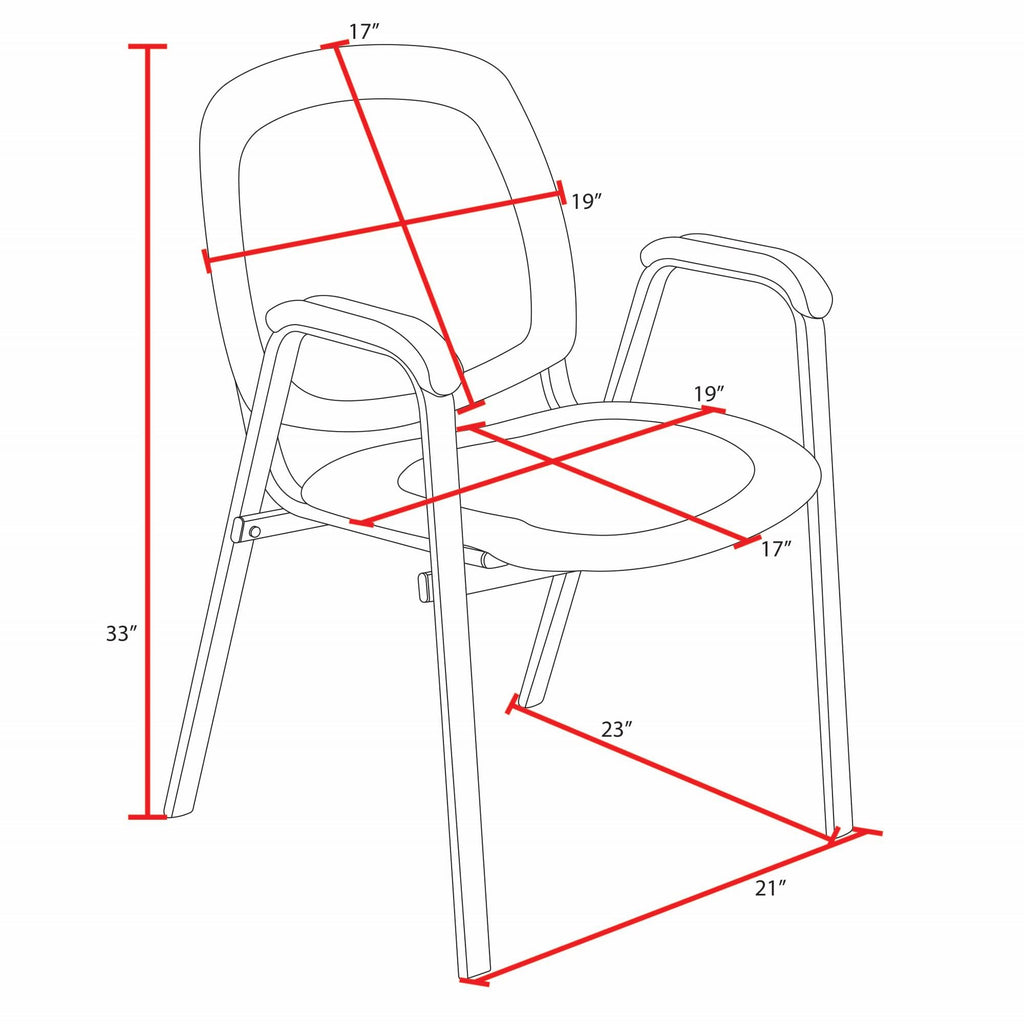 Ace Vinyl Guest Stacking Chair with Arms, Durable and Comfortable Upholstery, Sturdy Steel Frame, Stackable Design