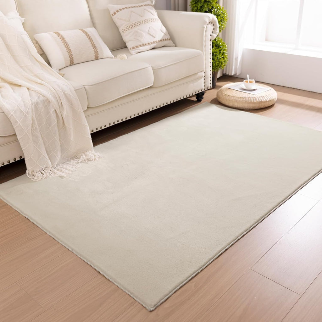 Faux Rabbit Fur Area Rugs Non Slip Washable