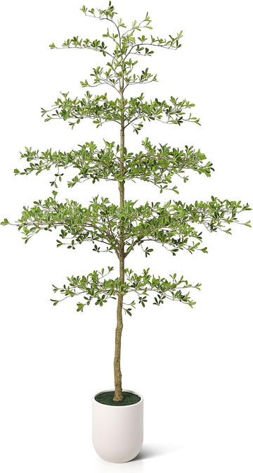 10ft Artificial Black Olive Tree with White Planter