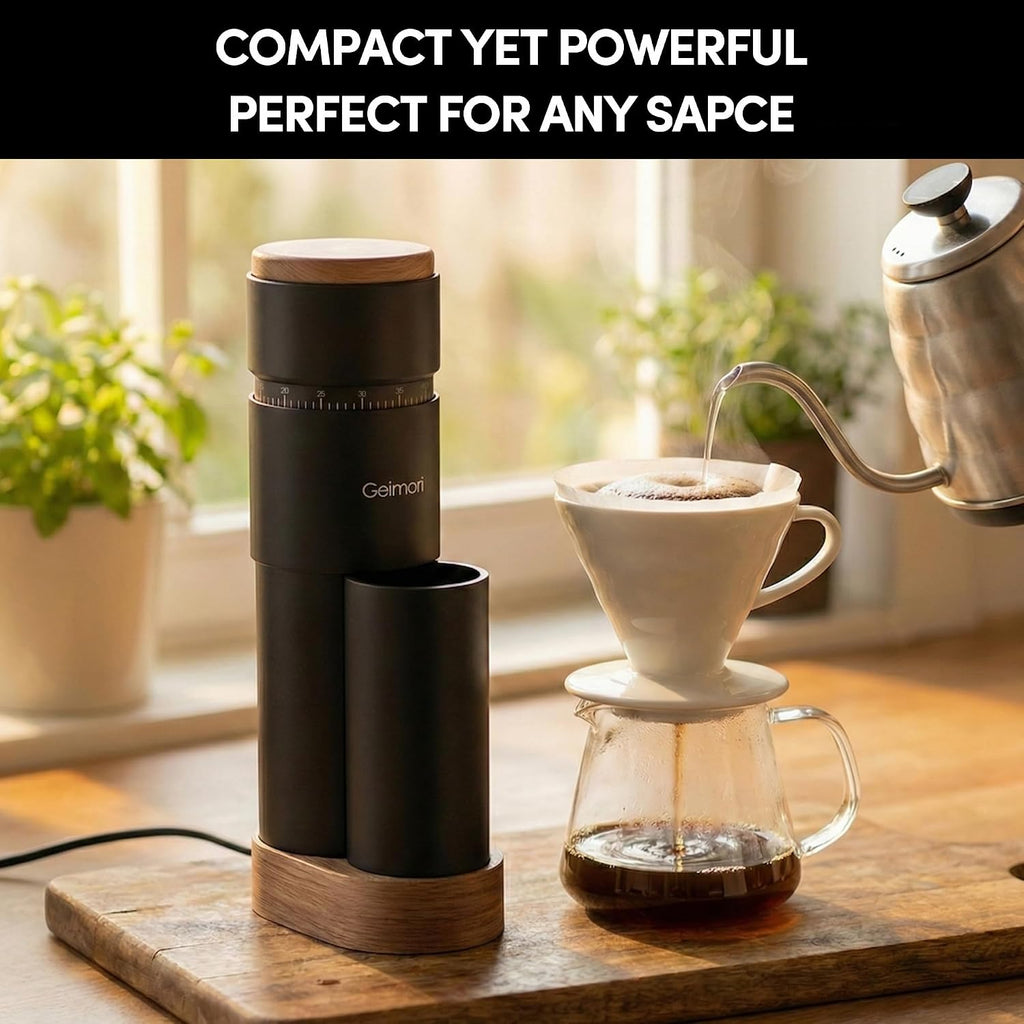 Burr Coffee Grinder, Portable Electric Grinder Geimori T38 Plus,Espresso Grinder with Conical Burr,Stepless Grind