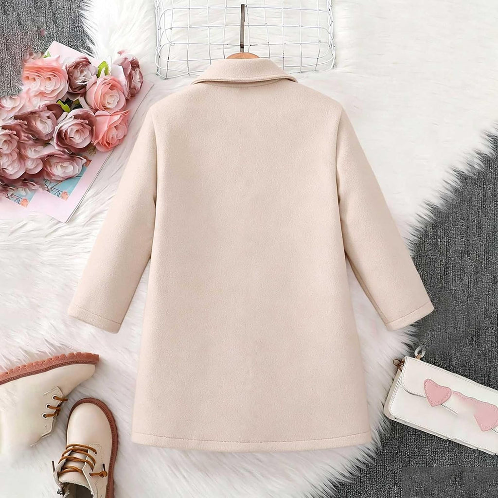 Girls Dress Coats Button Down Fall Trench Coat with Pockets