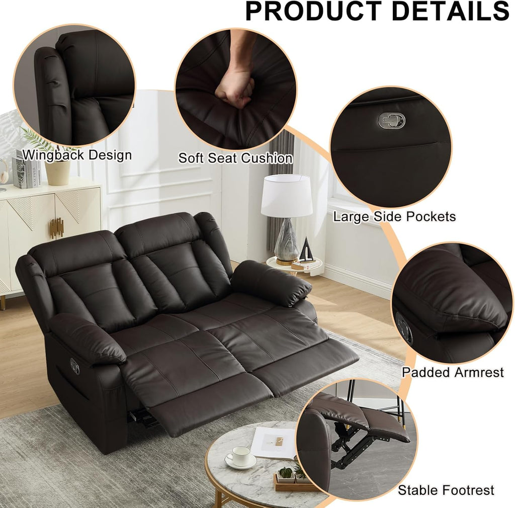 58.3" Reclining Loveseat Sofa, RV Loveseat Recliner Couch