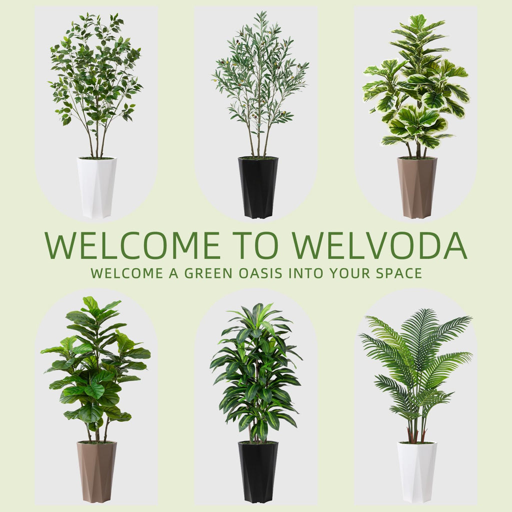 Artificial Fiddle Leaf Fig Plant Indoor 5FT Faux Fig Tree with White Diamond Planter Tall Fake Floor Plant in Pot