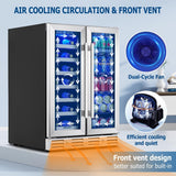 Wine and Beverage Refrigerator, 24 inch Wine Fridge Dual Zone Hold 21 Bottles an