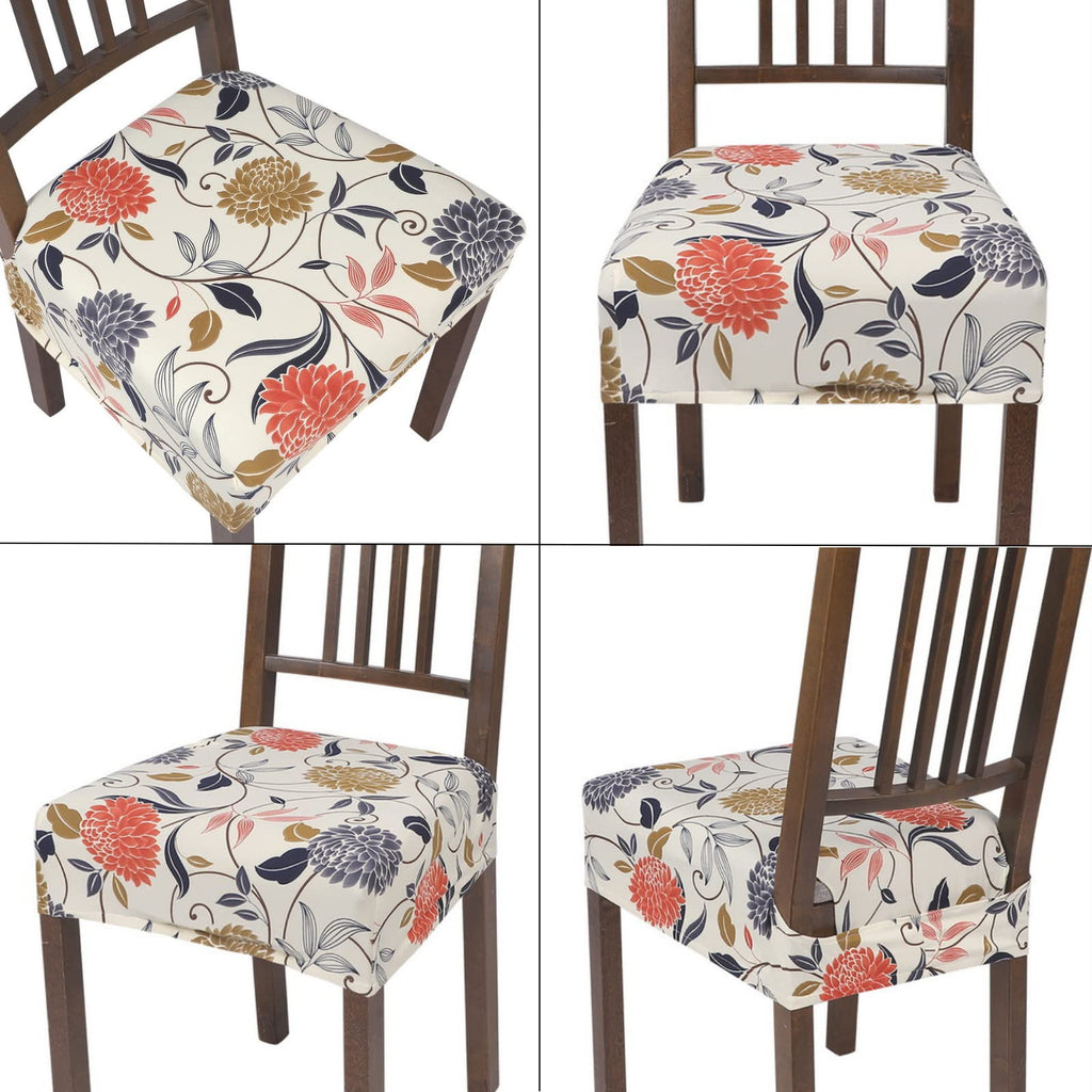 Dining Chair Seat Covers, Rear Covered(Fall Flower, 6pcs)
