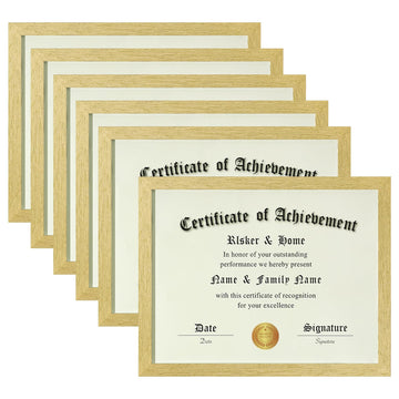 8.5x11 Certificate Frame 6 Pack, Gold with Glass