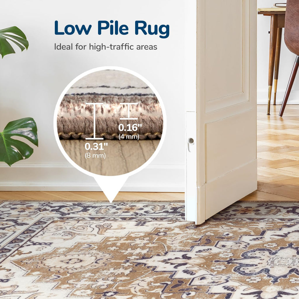 Runner Rug 2.6 x 8, Washable Entryway Rugs Brown Beige