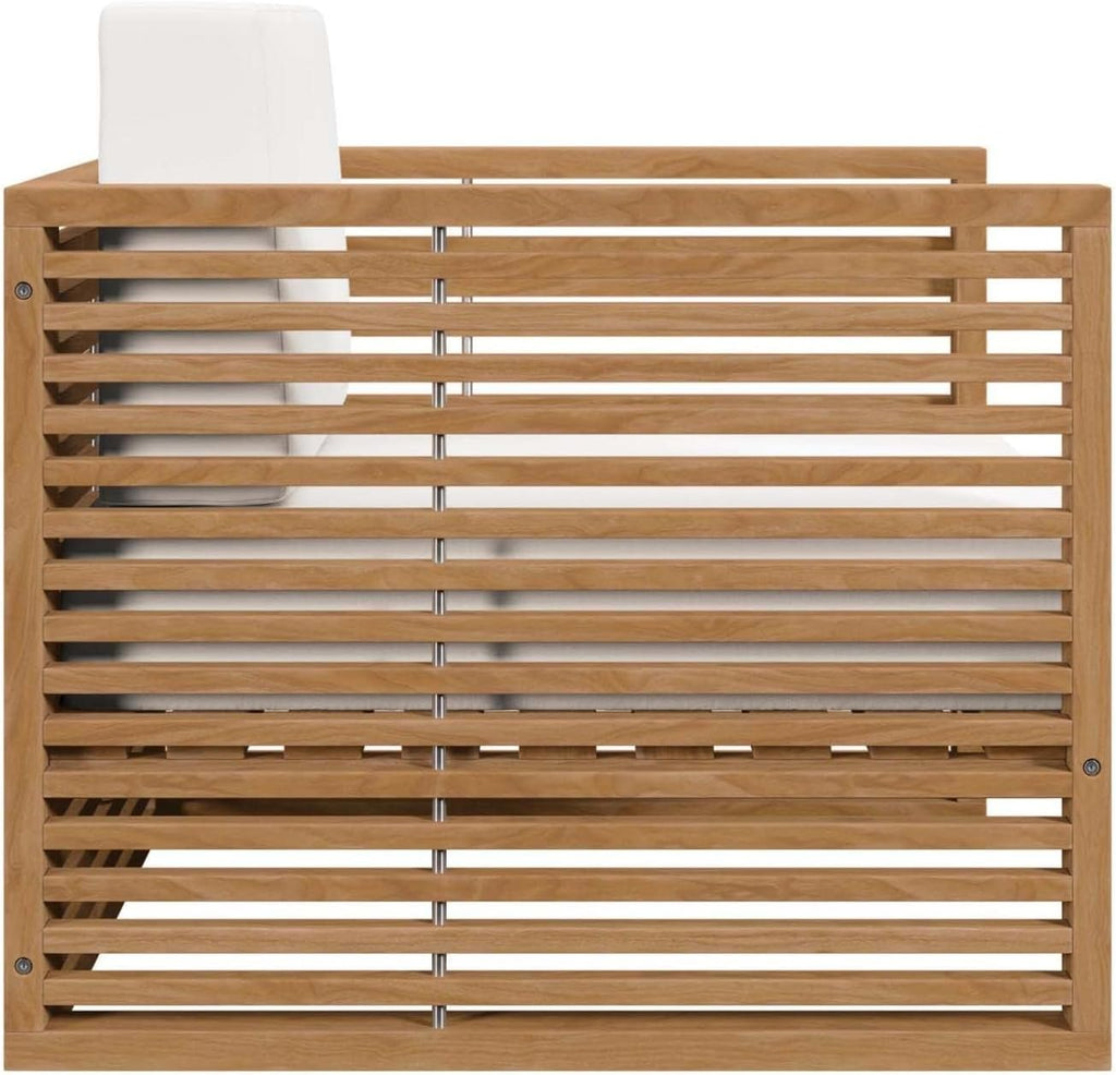 Carlsbad 3-Piece Teak Wood Outdoor Patio Set in Natural/White