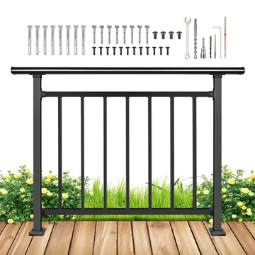 Horizontal 40" H x 48" W Deck Railing Kit, Black Wrought Iron Rail