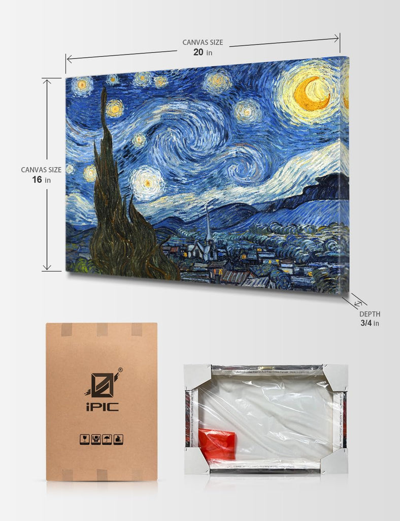 Van Gogh Starry Night Canvas Wall Art, 20x16 in