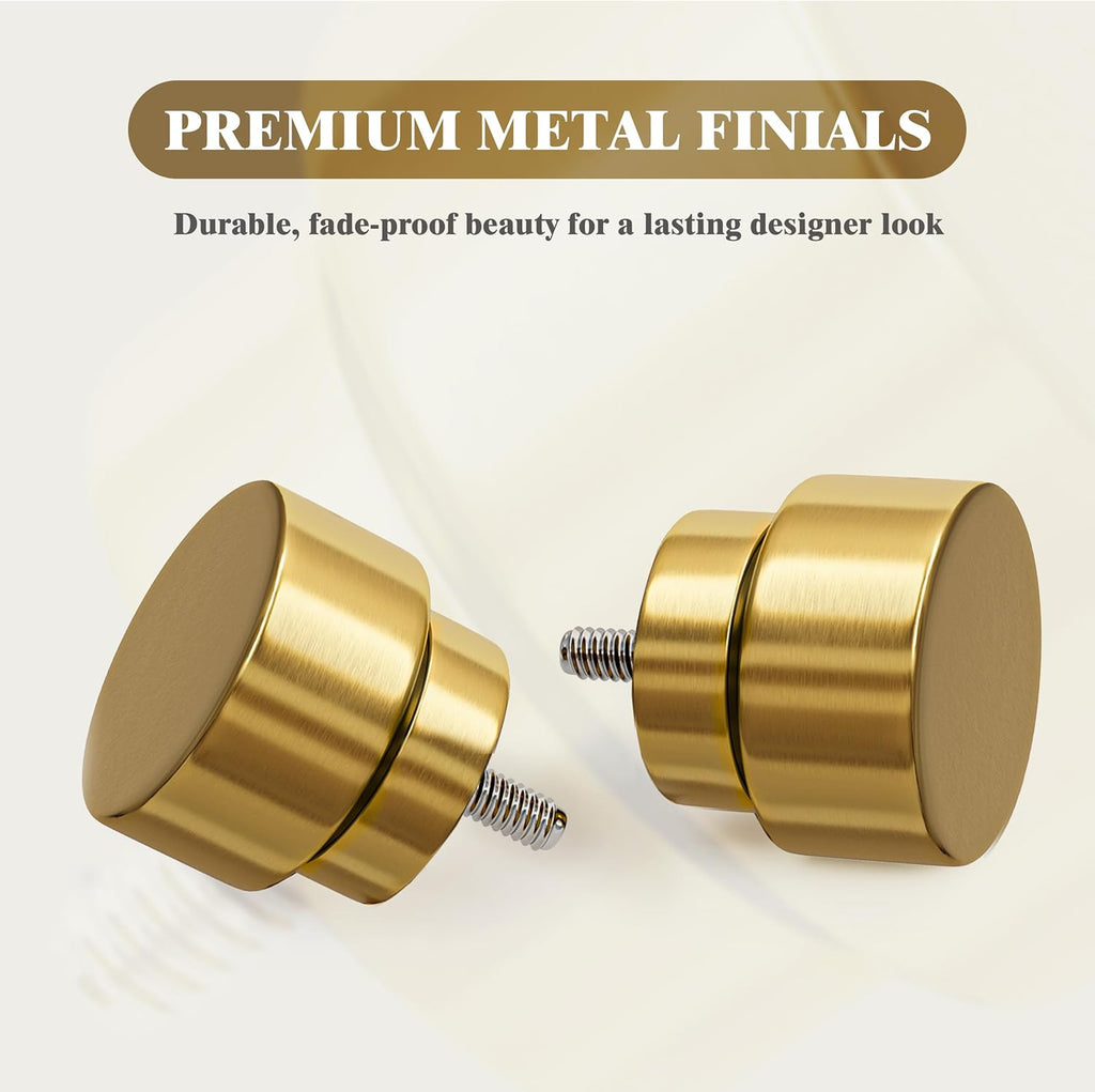 Heavy Duty Curtain Rods for Windows, 1 Inch Brass Gold Curtain Rod, Adjustable Length Rod with Metal