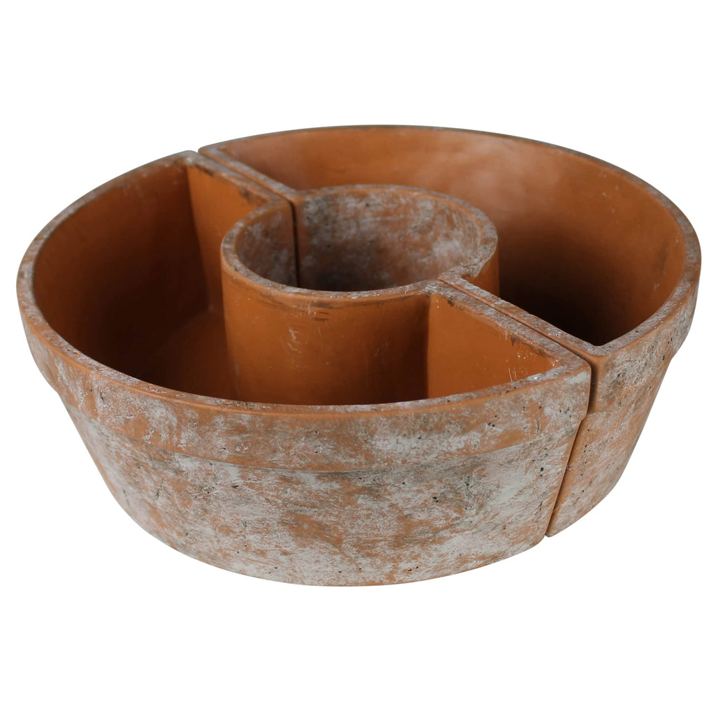 Tresco Rustic Half Round Terra Cotta and Cement Planter for Outdoor Sun Umbrella Poles - 4.5" Center Hole - No