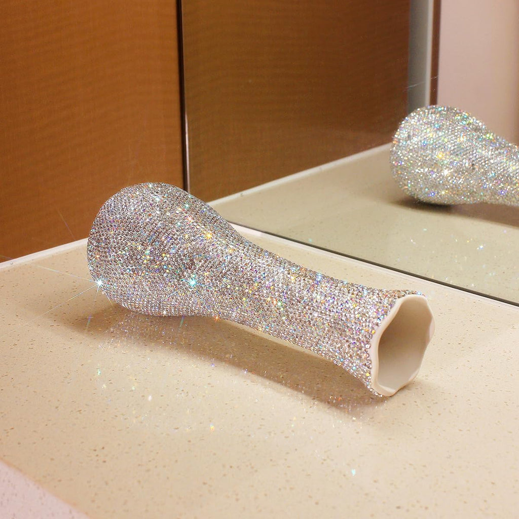 Bling Luxury Diamond-Embedded Vase Decor - Elegant Flower Arrangement, Dry Flower Crystal Decorative Bottle Vase