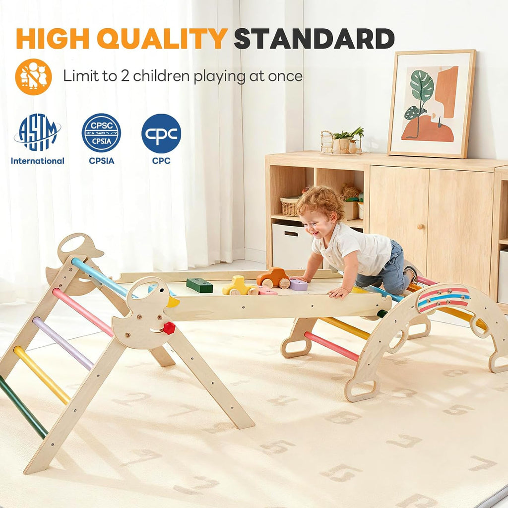 Triangle Set for Toddlers, in-1 Foldable Montessori Climbing Toys Indoor Playground with Arch & Ramp & Ladder