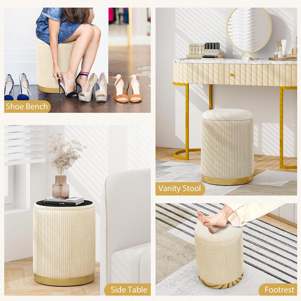 Ottoman with Storage, 1 Large & 1 Small Nesting Ottoman Side Table | Set of 2 Storage Ottomans, Upholstered
