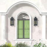 Dusk to Dawn Outdoor Wall Lantern 2-Light, 20.6" Large Outside Wall Sconce, Modern Black Wall Light Fixture with Glass