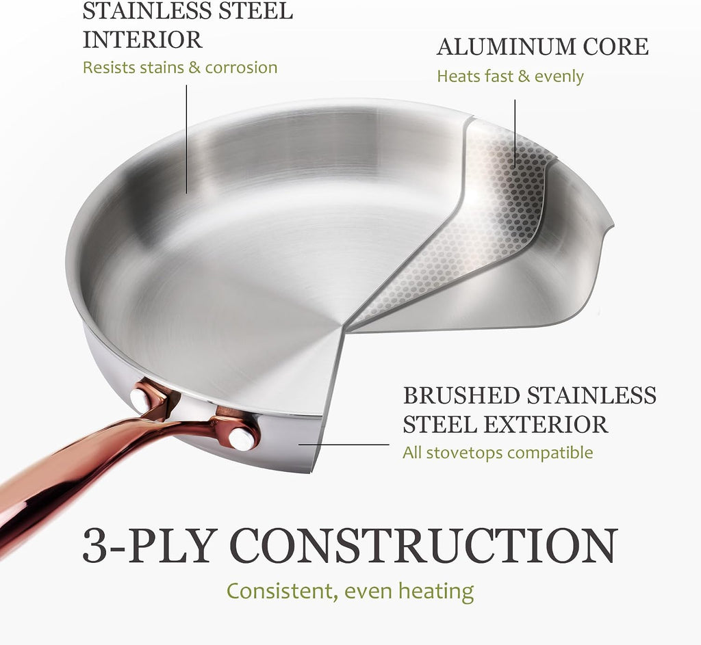 30 PCS Tri-Ply Stainless Steel Cookware Set Pots and Pans Set | Non Toxic Induction Kitchen Cooking Sets,Oven &