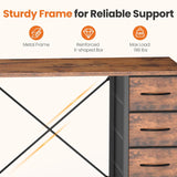 Desk with 8 Fabric Storage Drawers, Computer Office 47 Inch Gaming Writing Study Table with X-Shaped Reinforced