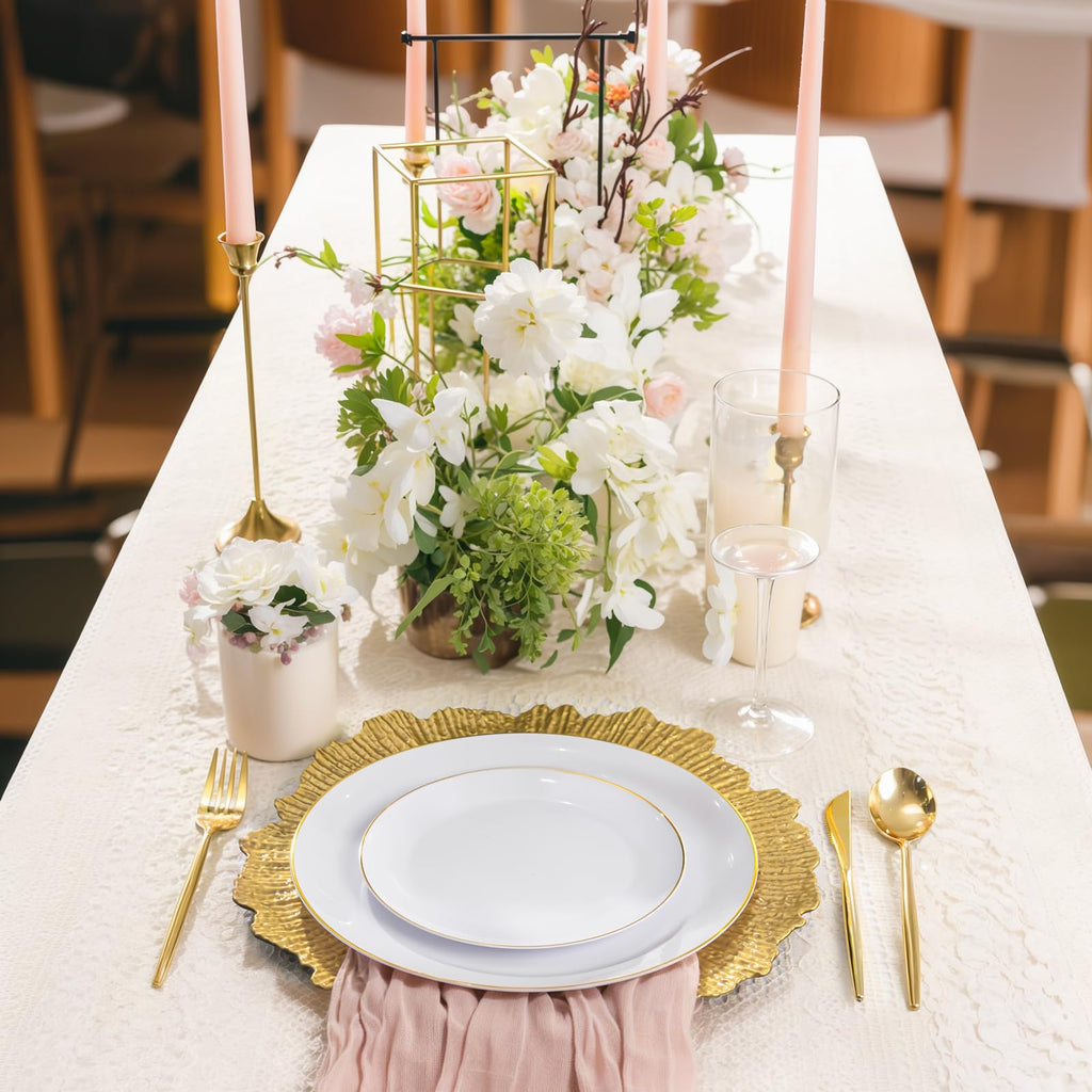 8Pcs Gold Charger Plates, 13 Inch Plastic Round Chargers For Parties