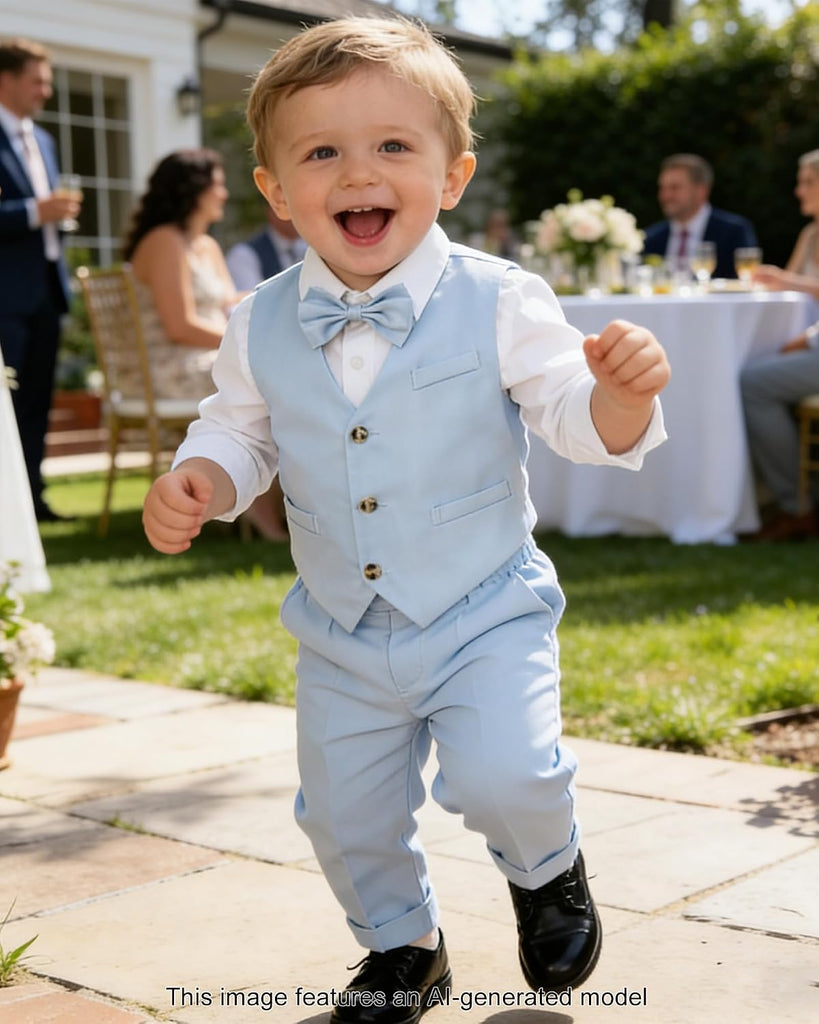 Boy Suit Cotton Linen Tuxedo Clothes Set Baby Formal Outfit