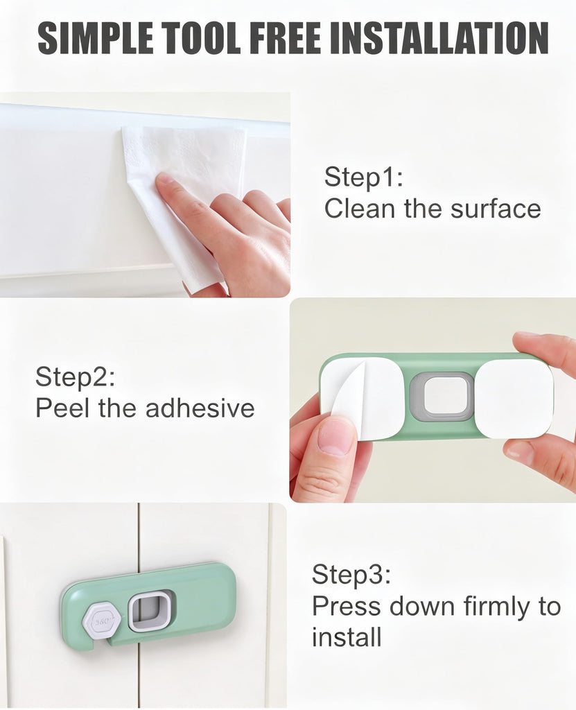 5 Pack Child Proof Refrigerator Lock, Fridge Locks for Kids with Sticky Adhesive Pads, Child Safety Locks for Doors