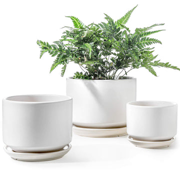 Ceramic Pots for Plants, 4.3+5.3+6.8 Inch, Set of 3, White