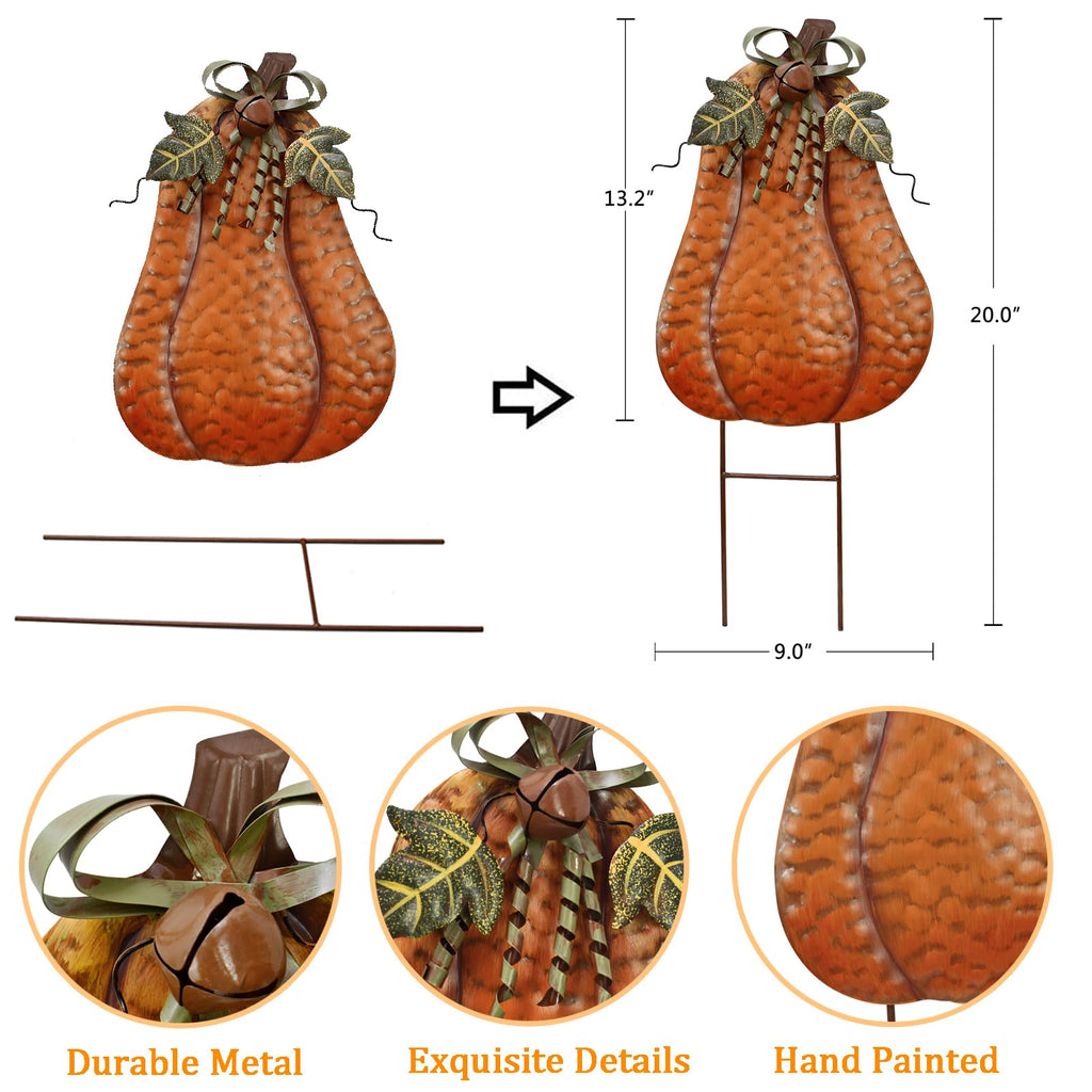Metal Pumpkin Garden Stakes Fall Decor Autumn Decorative Yard Signs