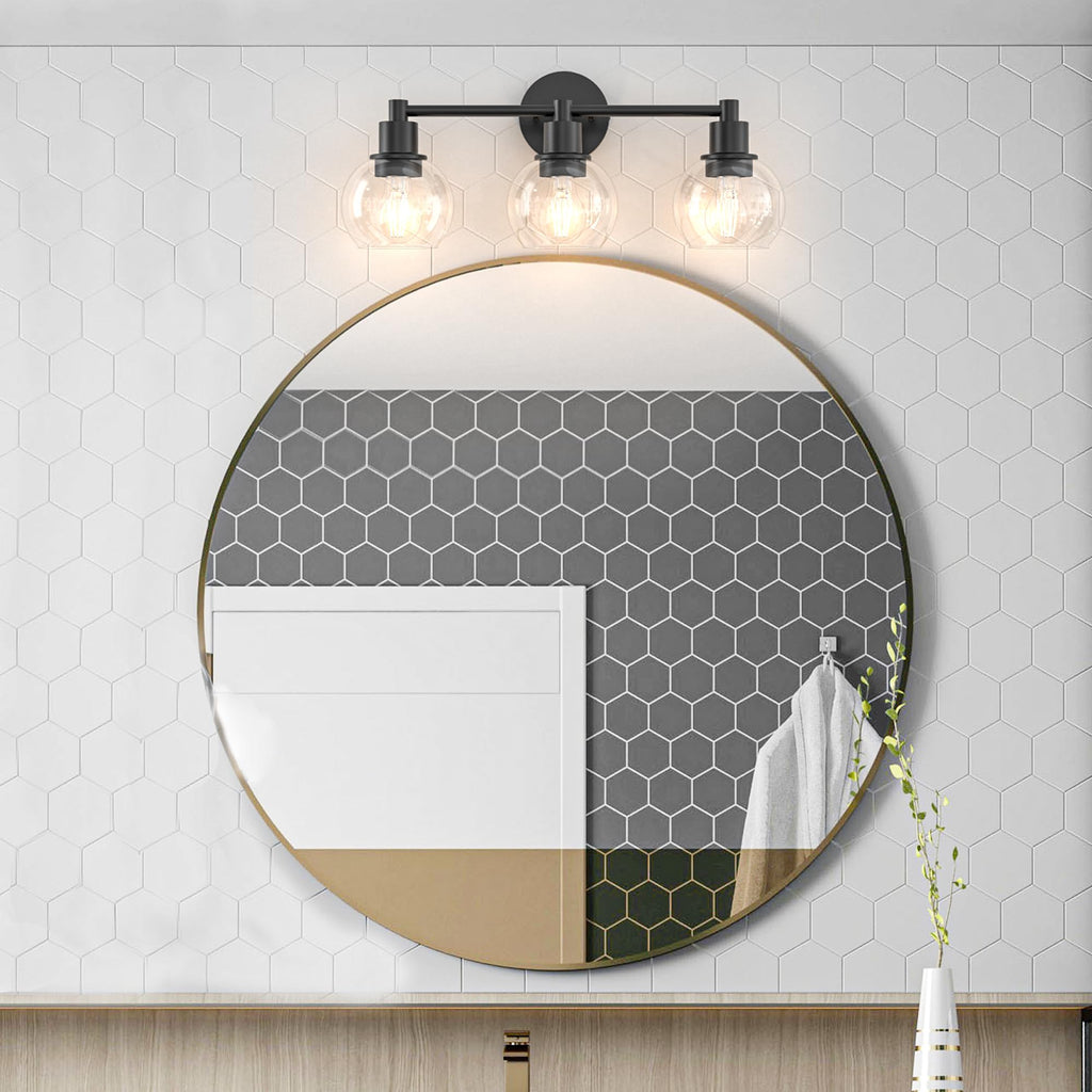 3 Lights Bathroom Vanity Light Fixtures Black, Bathroom Lights Over Mirror, Industrial and Farmhouse 3 Lights Wall