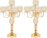 5-Arm Crystal Candelabra Centerpiece 23.2" Tall - Elegant Candle Holder Stand with Crystal Bowl, Chic Table Decor for