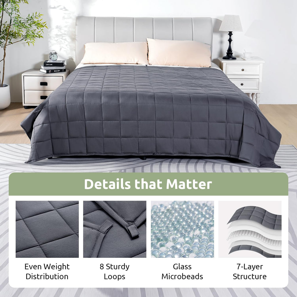 Cotton Weighted Blanket for Adults, Twin Size 48"x72" 15 lbs