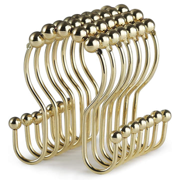 Shower Curtain Hooks, 12 Pcs Shower Curtain Rings, Stainless Steel Gold Shower Curtain Hooks, Rust Proof Shower