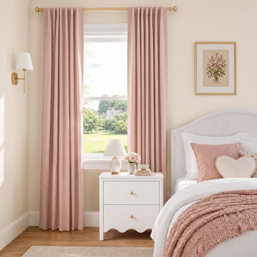 Blush Pink Total Blackout Curtains 84 Inch Long