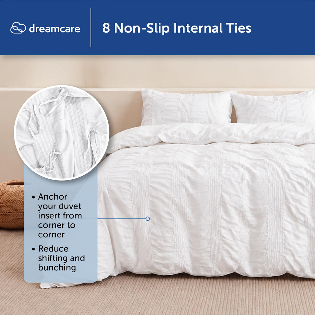 White Duvet Cover - Hidden Zipper with 8 Internal Ties, 3pc