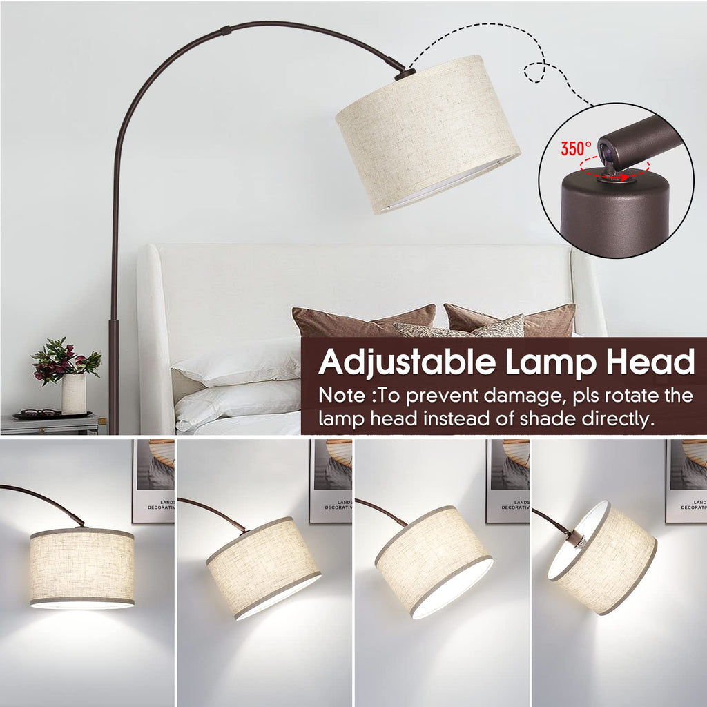 Dimmable Floor Lamp, Arc Floor Lamps with Adjustable Hanging Shade, Brown
