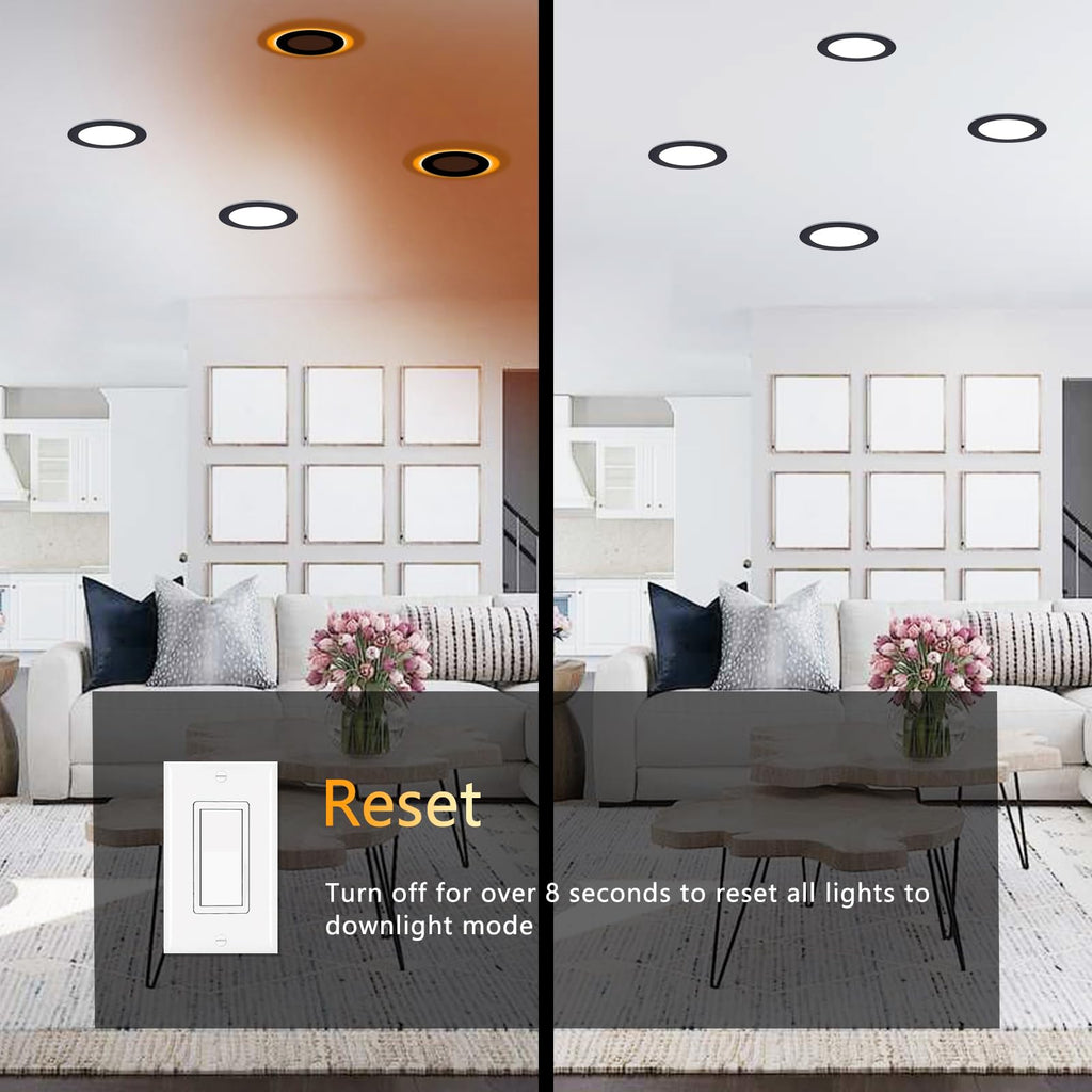 12 Pack Black Recessed Lights 6 Inch with Night Light