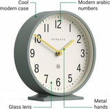 Q Mantel Clock | Modern Classic Round Mantel Clock | Asparagus Green | Contemporary Style for Mantel, Desk
