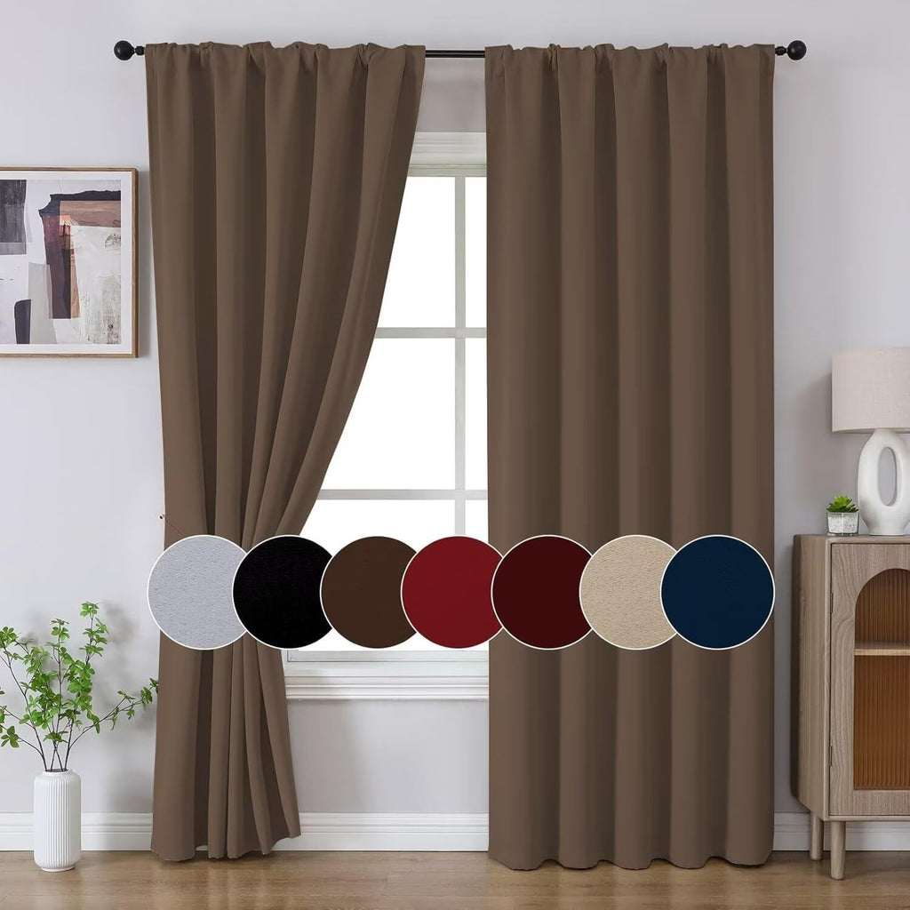 Blackout Curtains 96 Inches Long, Thermal Insulated Black Out Curtains 2 Panels Set, Room Darkening Drapes for Living