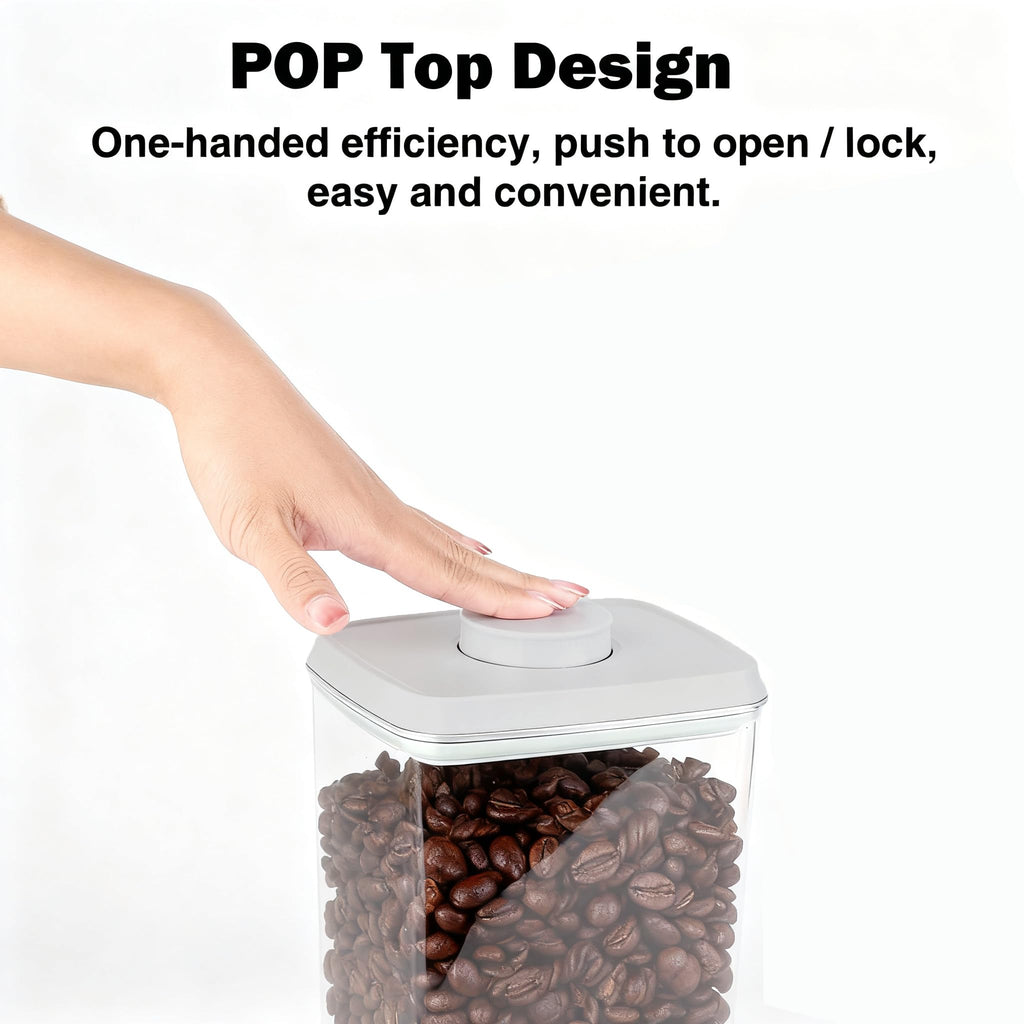 Pop Airtight Food Storage Container with Lid, 4L/4.2qt Large Cereal Flour Sugar Storage Container with Scoop, One
