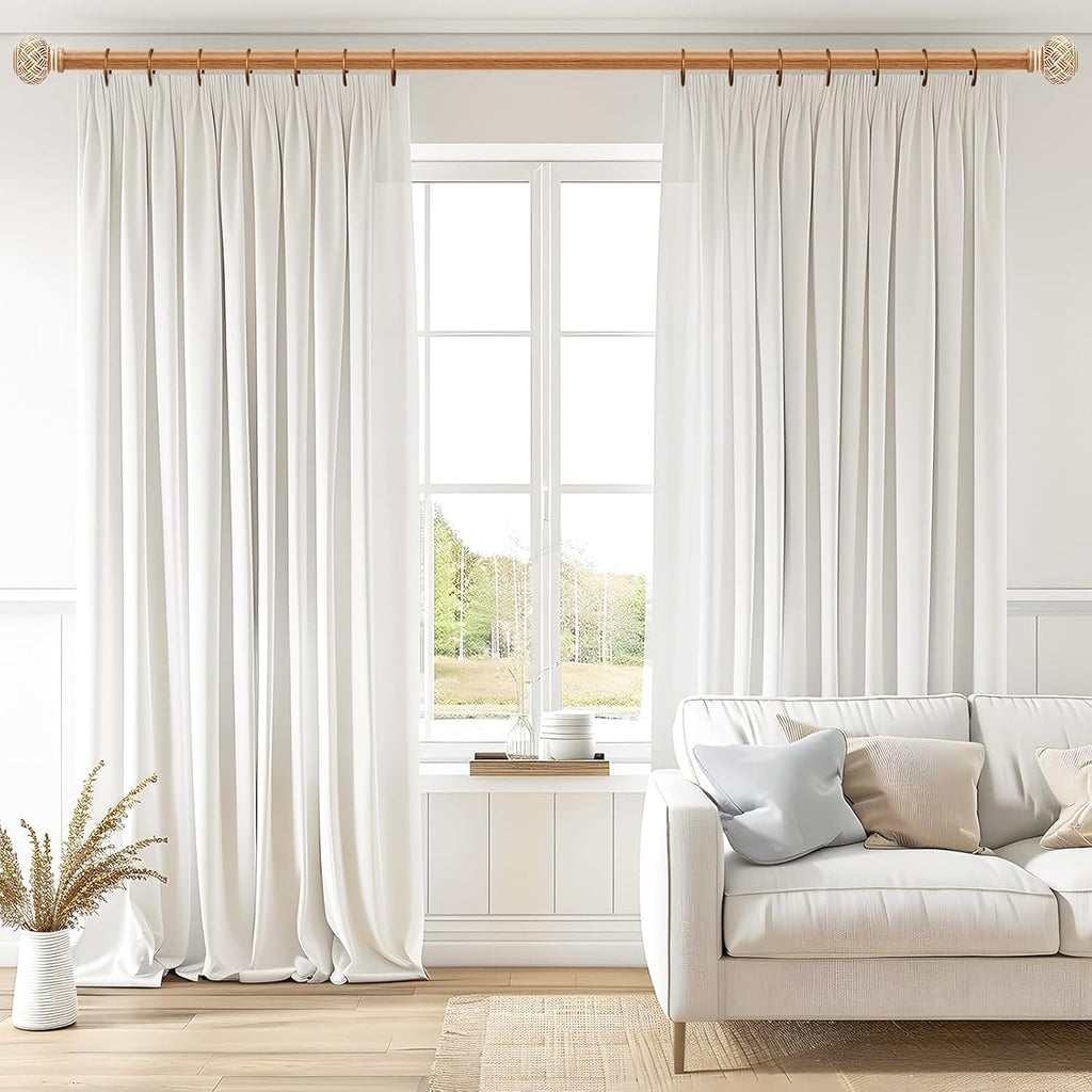 Boho Curtain Rods for Windows, Decorative 1'' Diameter Heavy Duty Adjustable Rustic Farmhouse Drapery