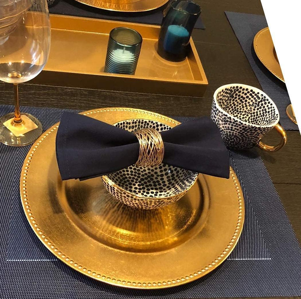 Napkin Rings for Dining Table, Classic Farmhouse Style, Holiday Table Decor, Set of Dining Accessories (Gold, 12) - Set of 12