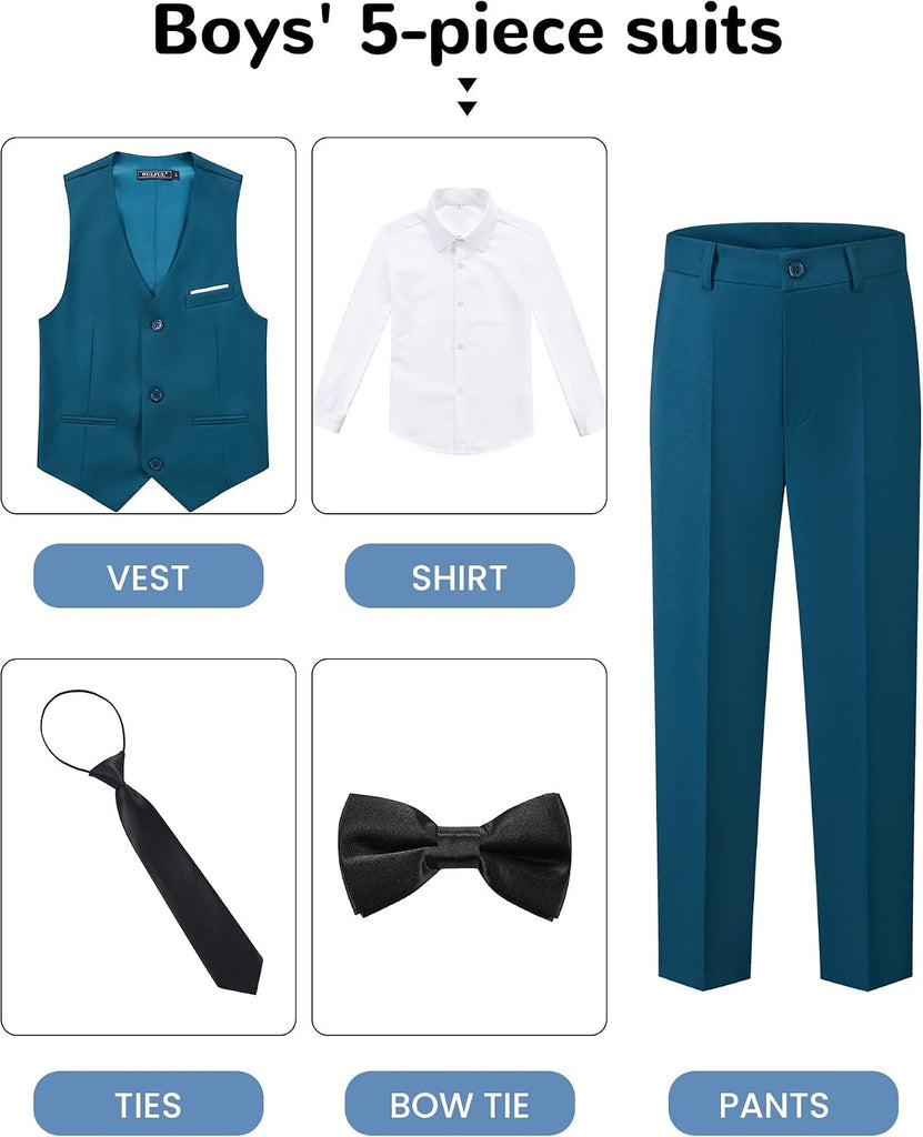 Boys Suits Pieces Formal Slim Fit Tuxedo Suit Set,Teen Suits for Wedding Ring Bearer Church Outfit